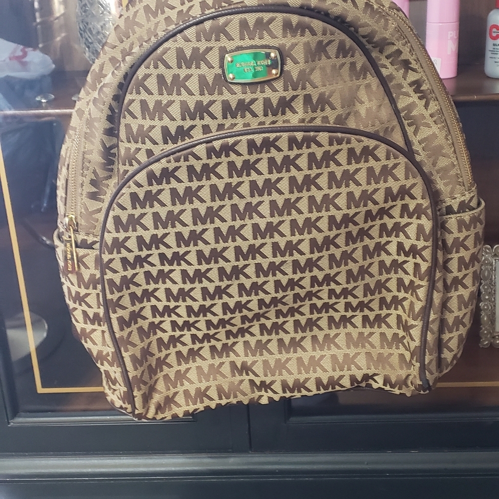 Large Brown and Tan Michael Kors Backpack
